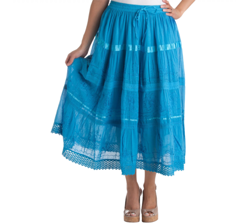 Bohemian Mid Length Cotton Skirt. 